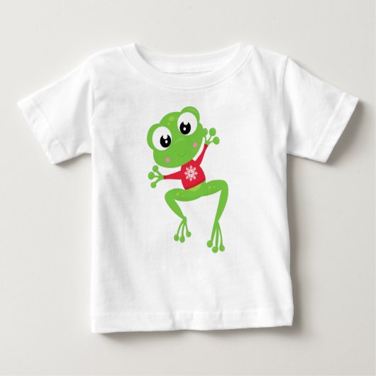 Winterfrosch, Niedlicher Frosch, Grüner Frosch, Sw Baby T-shirt (Vorderseite)