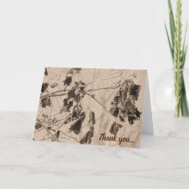 Winterfrost auf Blätter Sepia Dankeskarte