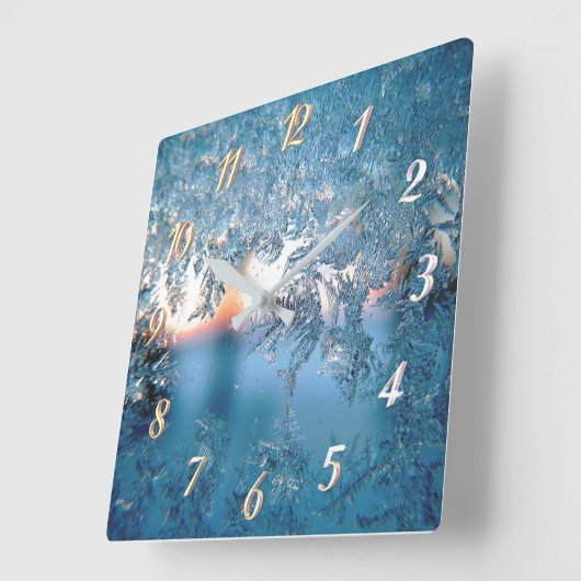 Winterfrost Quadratische Wanduhr (Winkel)