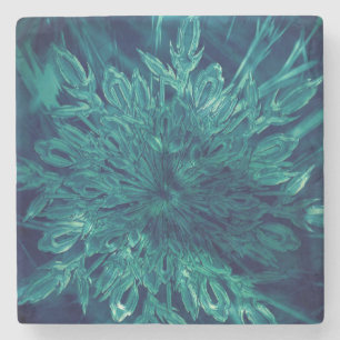 Winterfrost-Schneeflocke Türkis Blau elegant Steinuntersetzer