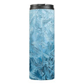 Winterfrostblau-silberne Eiskristalle Thermosbecher (Rückseite)