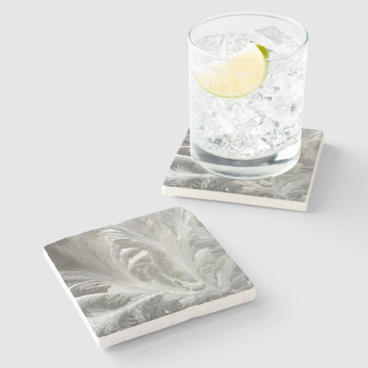 Winterfrosteis grau weiß elegant steinuntersetzer (Seitenansicht)