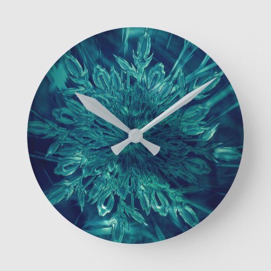 Winterfrostschneeflocke Runde Wanduhr (Vorderseite)