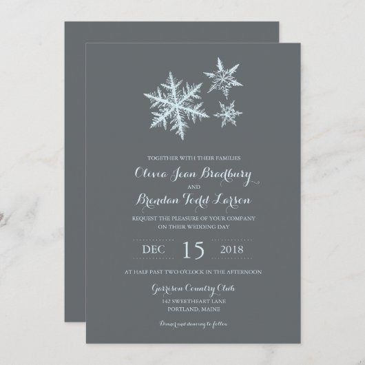 Winterfrostschneeflocken | Hochzeit Einladung (Vorne/Hinten)