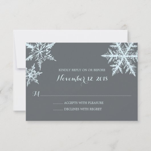 Winterfrostschneeflocken | HochzeitsrSVP RSVP Karte (Vorderseite)