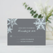 Winterfrostschneeflocken | HochzeitsrSVP RSVP Karte (Stehend Vorderseite)