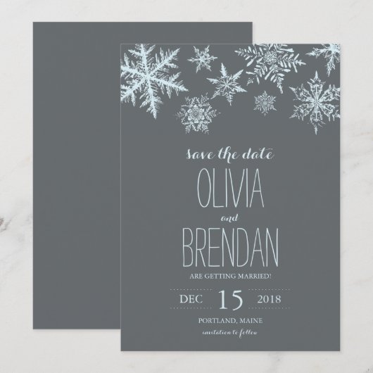Winterfrostschneeflocken | SAVE THE DATE (Vorne/Hinten)