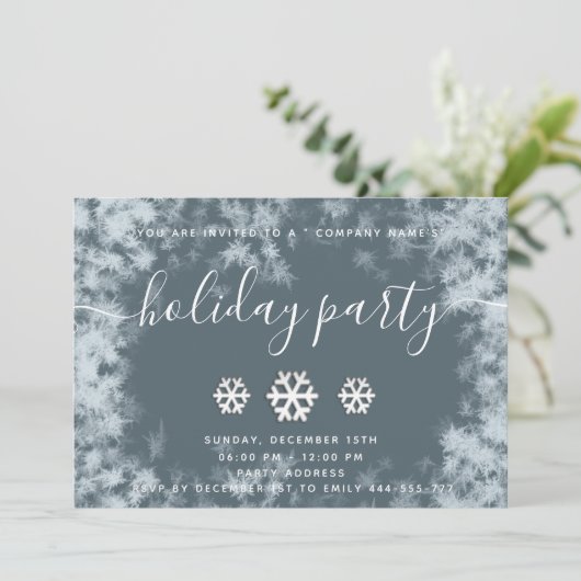 Winterfrostschneeflocken Weihnachts-Party Einladung (Stehend Vorderseite)
