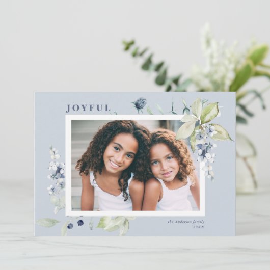 Winterfrüchte Berries Urlaubskarte Feiertagskarte (Stehend Vorderseite)