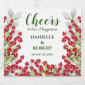 Winterfrüchte und Grüntöne Frohe Weihnachten Schaumweinetikett (Einzelnes Label)