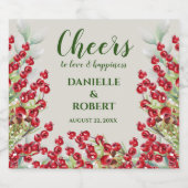 Winterfrüchte und Grüntöne Frohe Weihnachten Schaumweinetikett (Einzelnes Label)