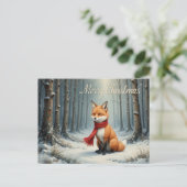 Winterfuchs im magischen Weihnachtswald Postkarte (Stehend Vorderseite)