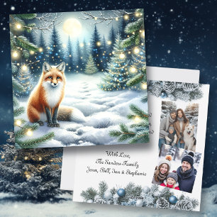 Winterfuchs in einem fantastischen Weihnachtsfoto Feiertagskarte