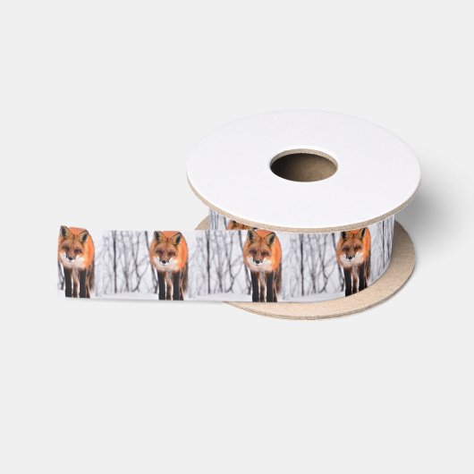 Winterfuchs-Packpapier, Waldgeschenkverpackung Satinband (Spule)