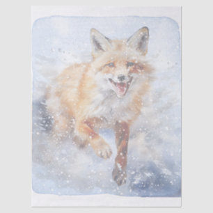 Winterfuchs Wasserfarbe Wintermagie Seidenpapier