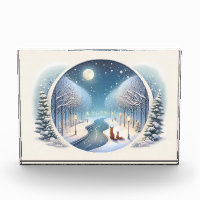 Winterfüchse am mondbeschienenen schneebedeckten F