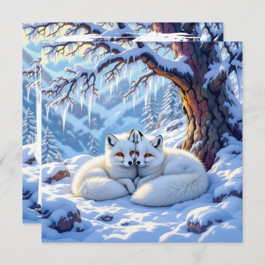 Winterfüchse an einem schneebedeckten Wintertag |  (Vorne/Hinten)