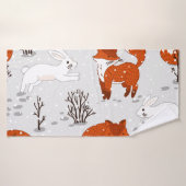 Winterfüchse Bunny Seamless Muster Badehandtuch (Badehandtuch)