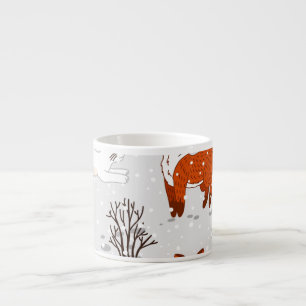 Winterfüchse Bunny Seamless Muster Espressotasse