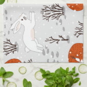 Winterfüchse Bunny Seamless Muster Geschirrtuch (Gefaltet)