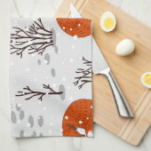 Winterfüchse Bunny Seamless Muster Geschirrtuch (Viertel Falte)
