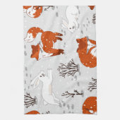 Winterfüchse Bunny Seamless Muster Geschirrtuch (Vertikal)