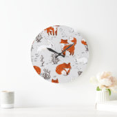 Winterfüchse Bunny Seamless Muster Große Wanduhr (Zuhause)