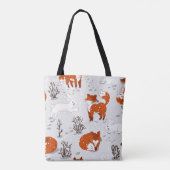 Winterfüchse Bunny Seamless Muster Tasche (Rückseite)