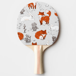Winterfüchse Bunny Seamless Muster Tischtennis Schläger