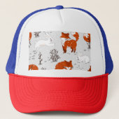 Winterfüchse Bunny Seamless Muster Truckerkappe (Vorderseite)