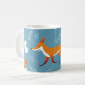 Winterfüchse, Kaninchen, Vintages Muster. Kaffeetasse (Vorderseite Links)