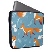 Winterfüchse, Kaninchen, Vintages Muster. Laptopschutzhülle (Vorne Rechts)