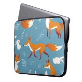Winterfüchse, Kaninchen, Vintages Muster. Laptopschutzhülle (Vorderseite Links)