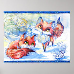 Winterfüchse Poster