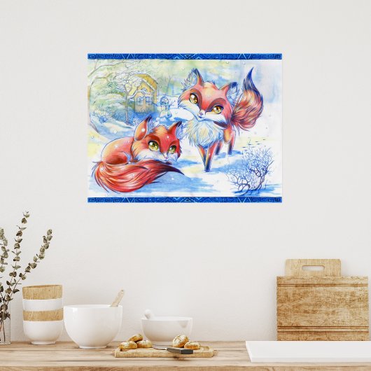 Winterfüchse Poster (Küche)