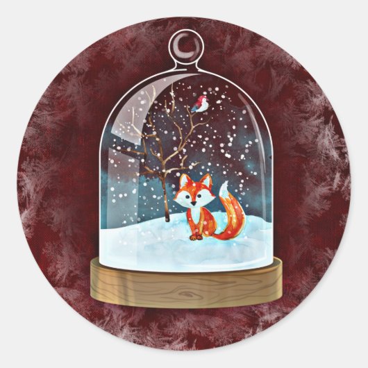Winterfuchskleber Runder Aufkleber (Vorderseite)