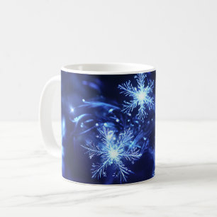 Winterfunkel Blaue Schneeflocken Kaffeetasse