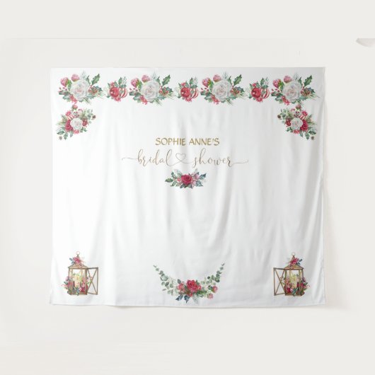 Wintergarland Xmas Brautparty Foto Hintergrund Wandteppich (Vorderseite (Horizontal))