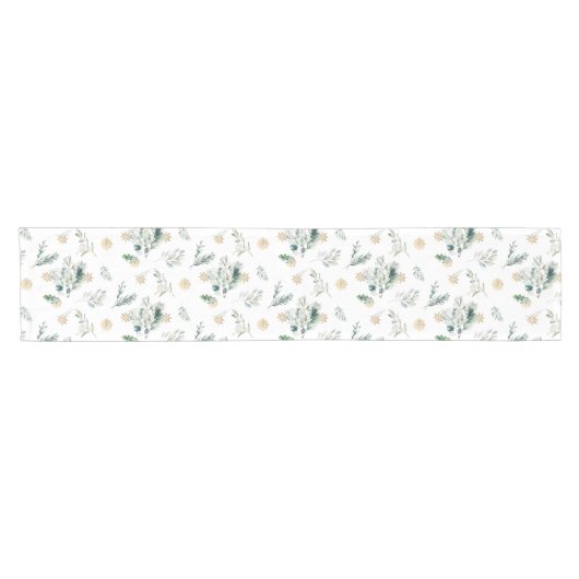 Wintergarten Goldene Schneeflocken Kurzer Tischläufer (Horizontal)