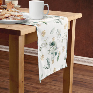 Wintergarten Goldene Schneeflocken Kurzer Tischläufer