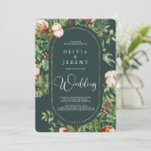 Wintergarten und Grüntöne Foto Hochzeit Einladung (Stehend Vorderseite)