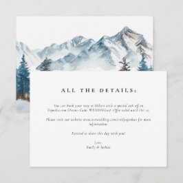 Wintergebirge Pinienbäume Hochzeit Begleitkarte