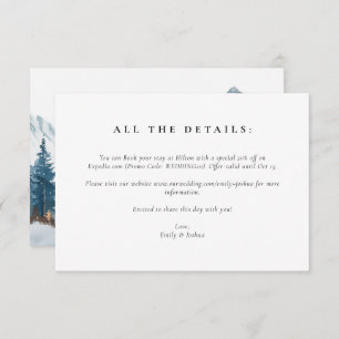 Wintergebirge Pinienbäume Hochzeit Begleitkarte