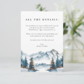 Wintergebirge Pinienbäume Hochzeit Begleitkarte (Stehend Vorderseite)