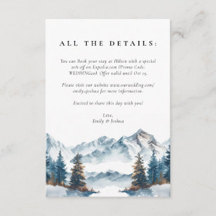Wintergebirge Pinienbäume Hochzeit Begleitkarte