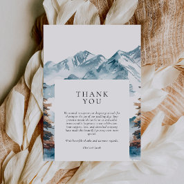 Wintergebirge Pinienbäume Hochzeit Dankeskarte