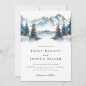 Wintergebirge Pinienbäume Hochzeit Einladung (Vorderseite)