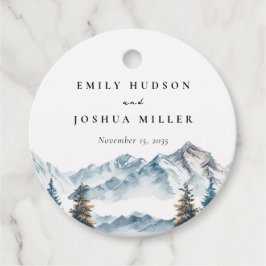Wintergebirge Pinienbäume Hochzeit Geschenkanhänger