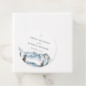 Wintergebirge Pinienbäume Hochzeit Geschenkanhänger (Beispiel)