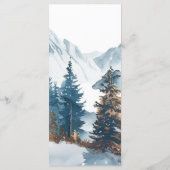 Wintergebirge Pinienbäume Hochzeit Menükarte (Rückseite)